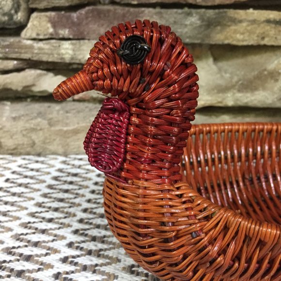 VTG Turkey Wicker Basket Boho Thanksgiving Decor - Picture 3 of 7